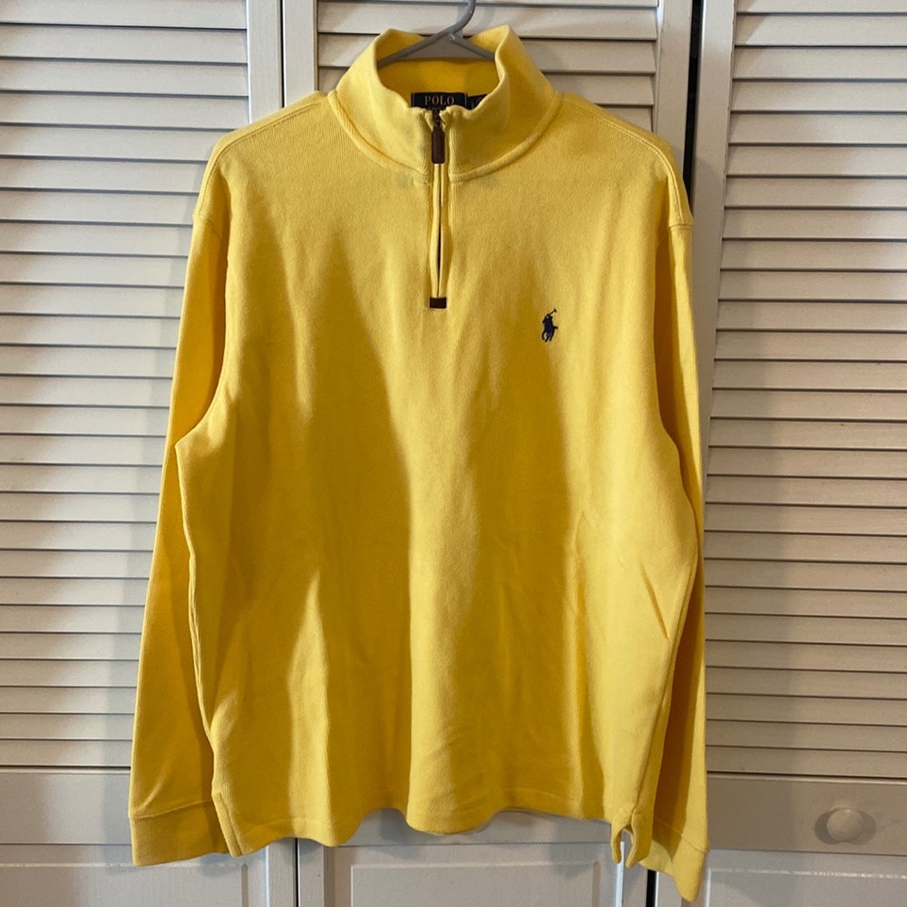 Mens - yellow sweater quarter-zip pullover